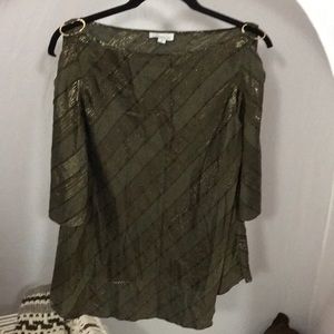 Obakki khaki green w/gold thread light cotton tunic